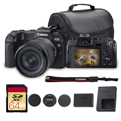 Canon EOS RP Mirrorless Camera with 24-105mm f/4-7.1 Lens | 26.2MP Full-Frame Sensor, Dual Pixel AF & 4K Video | Great for Travel, Portrait, & Everyday Photography (3380C132) + 64GB Card + Bag