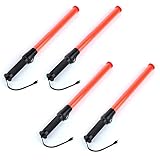 E-riding 21 inch Signal Traffic Safety Baton 4 Pieces Led Light Multifunction Traffic Wand with 2...