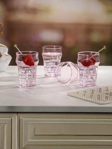 Image of BlushBrew Pink Clear Highball Glasses Set of 4