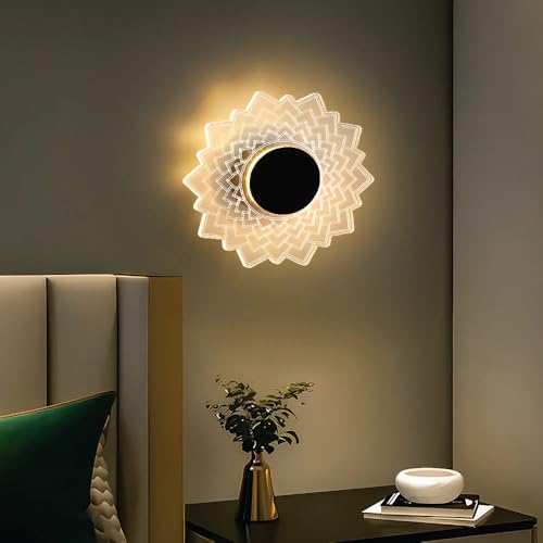 Image of Groeien 15watt LotusGlow Modern LED Wall Lamp | Golden Decorative Wall Light for Living Room, Bedroom & Hall | Artistic Lotus Design Wall Fixture for Home Decor Indoor- Warm White(LotusGlow, 1)