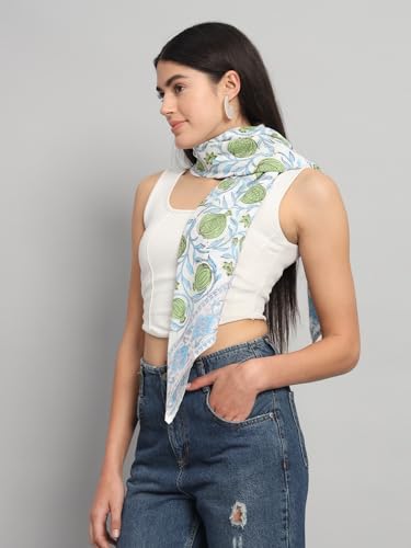 Image of Ravaiyaa - Attitude is everything Sanganer Hand Block Printed Scarves Pure Cotton Scarf Square Hijab Dupatta 40 inch X 40 inch Inch