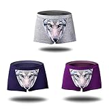 Kedera Men's Seamless Boxer Brief Stretchable Underwear 3D Printing 3-pcs Set, Sexy Hipster Wolf Animals (XL, Wolf Gray + Purple+ Blue)