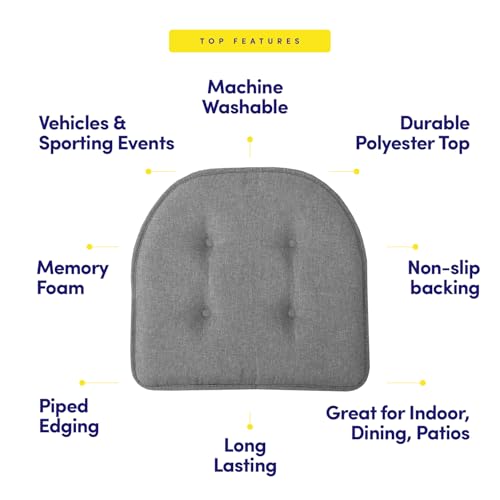 image for Sweet Home Collection Chair Cushion Memory Foam Pads Tufted Slip Non S