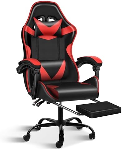 Gaming Chair, Ergonomic Computer Chair with Footrest and Lumbar S...