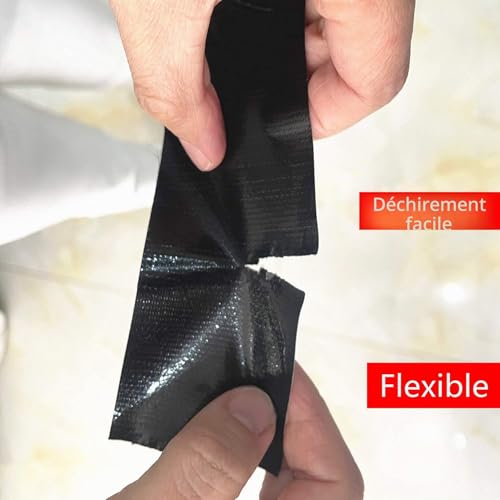 CHUANGSEED Lot de 5 rubans adhésifs en toile resistant noir 210 mic x 50 mm x 27,4m, gaffer large noir,ruban adhésif americain de réparation d'étanchéité,heavy duty duct tape black,fixation – vue 7