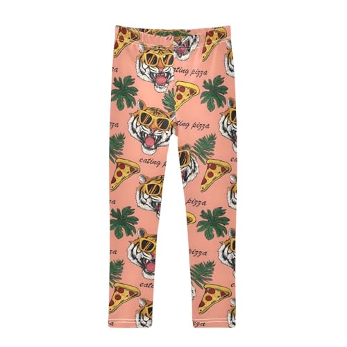 ALAZA Girls' Leggings Children's Yoga Pants Skinny Printed Dance Tiger Pizza Comfortable 4T