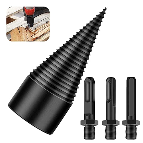 6-teiliges Holzbohrer-Set Zum Holzspalten – 32mm & 50mm Kegelbohrer Mit 4 Griffen Für Bohrmaschinen | Ideal Für Brennholz