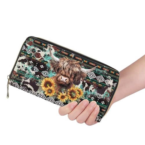 FOR U DESIGNS Trendy Wallet Women Slim Long Small Handbags Yak Sunflower Western Purse Thin Compact Wallets Money Clip Coin Pouch3