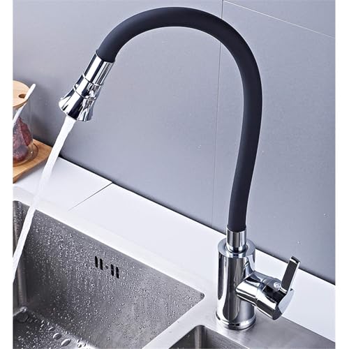 Robinet de cuisine pivotant noir double jet avec bec extensible haute pression