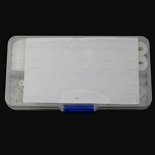 480 Pcs White Nylon Flat Washer Assortment Kit for M2 M2.5 M3 M4 M5 M6 M8 M10 Screw Bolt