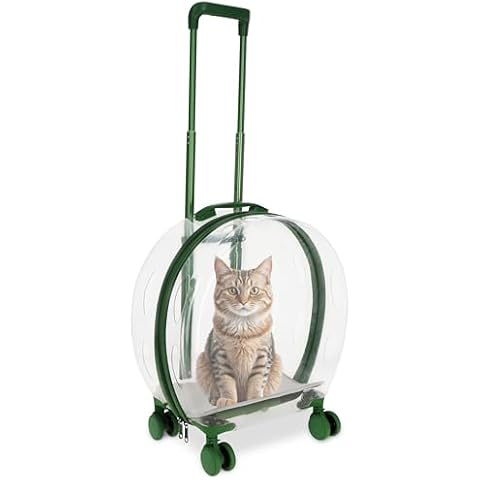 MiMu Transparent Bubble Pet Carrier with Wheels - Small Dog or Cat Trolley for Pet Travel - Cat Backpack Alternative Cover