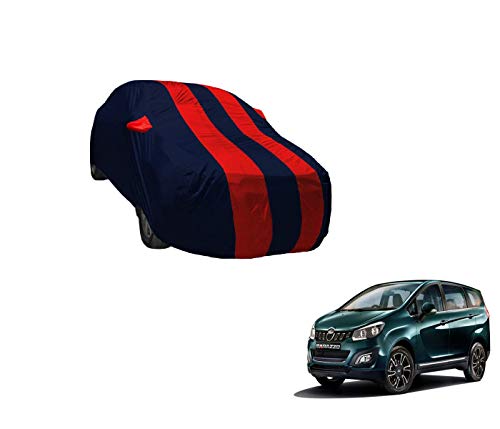 Image of Auto Hub Car Cover Compatible with Mahindra Marazzo with Weather Proof, Mirror Pocket, Triple Stitched, Marazzo Car Cover- Navy-Red
