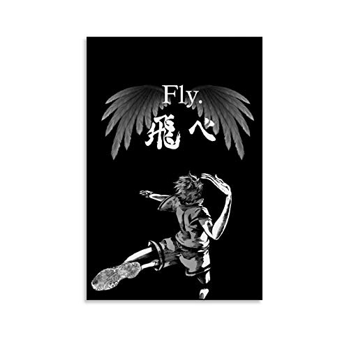 SHUOJIA Póster de anime de Hinata Haikyuu con mosca, impresión de lienzo...