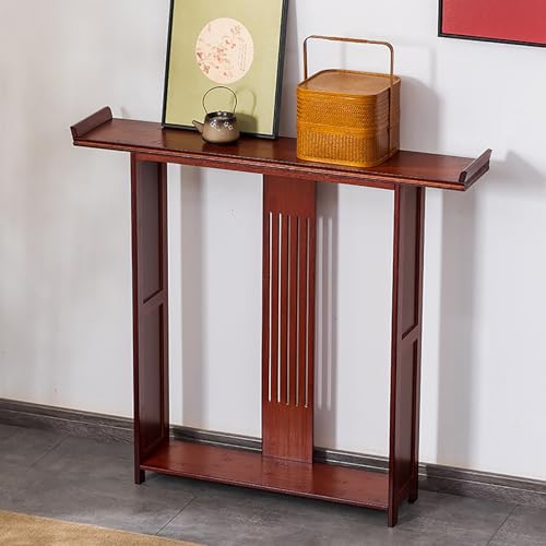 MMXYNXYD Elegante Mesa Ratán Consola Recibidor Estilo Clásico Chino con Estante