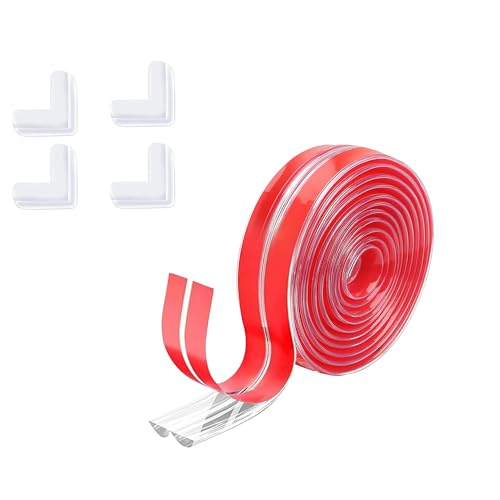 Image of 2 Meter / 6.56ft Silicone Edge Protector Strip + 4 Corners, Baby Proofing Corner Protectors for Table Cabinets Drawers Furniture (Width 10mm /0.4inch)
