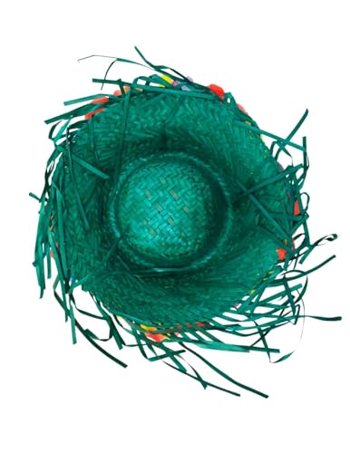 Image of BookMyCostume Green Goa Beach Hat for Women - Handmade Straw Sun Hat with Artificial Flower Decoration | Hawaiian Style Colorful Hat for Girls & Ladies | Vibrant Beach Party Accessory for Adults