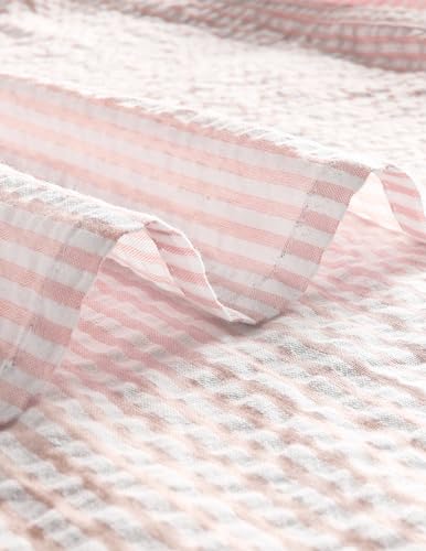 Image of VATPAVE Mens Striped Summer Shirt Casual Button Down Short Sleeve Beach Shirts Cotton Shirts for Men