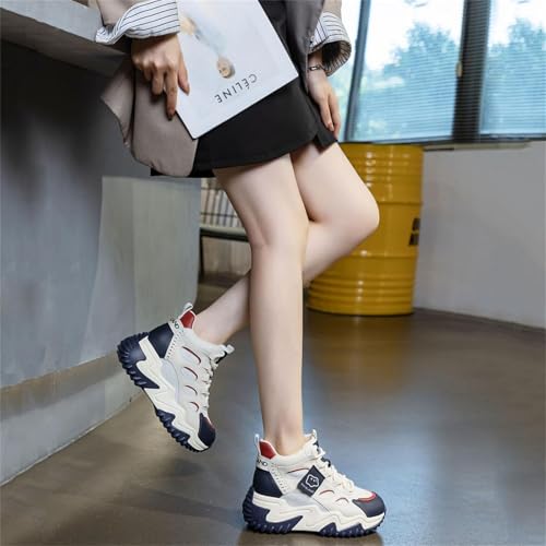 Women's Girl's Lace Up Platform Inner Heightening Chic Sneakers Breathable Casual Walking Shoe Lightweight Non Slip Workout Shoes2