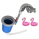 Pikadila Pool Surface Skimmer - Wall Mount Net Basket - Complete with 2 Inflatable Drink Holders