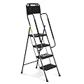HBTower 4 Step Ladder with Handrails, 330 lbs Folding Step Stool with Attachable Tool Bag & Anti-Slip Wide Pedal for Home Kitchen Pantry Office (4-Step)
