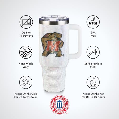 Image of The Memory Company Officially Licensed 40oz White Bling Game Day Tumbler, University of Maryland, College Park