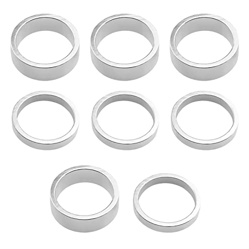 8 stuks Head Stem Spacer Vervanging Head Tube Spacer Aluminium Headset Washer Fietsaccessoires Compatibel met 25,4 mm voorste stuurpen Vork MTB/BMX/Mountainbike Zilver (4 stuks 5 mm en 4 stuks 10 mm)