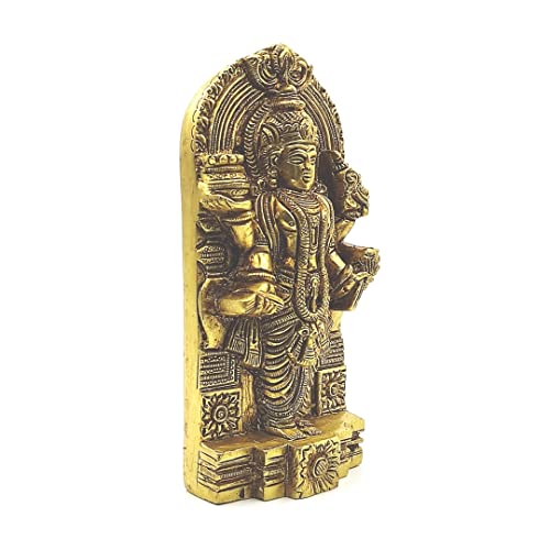Image of Plus Value Brass Lord Dhanvantari Idol Statue Vastu Products Remedies for Home Decor (Size 5.5-inches)