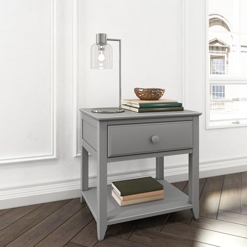 Maxwood Nachttisch, Beistelltisch mit Schublade, offenes Fach, Couchtisch, Schlafzimmer, Wohnzimmer, Holztisch aus solidem neuseeländischem...