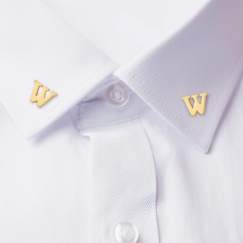 Image of HONEY BEAR Mens Womens Initial Alphabet Letter Lapel Pins Collar Badge Brooches for Business Wedding Graduation Gift Matte Gold 0.59 inches