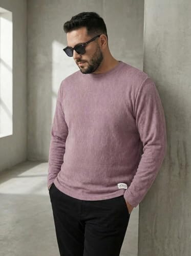 Image of UNSTD Men Plus Size Full Sleeve T-Shirt | Cotton Knitted Round Neck Casual Wear for Men | Regular Fit Big & Tall T-Shirt