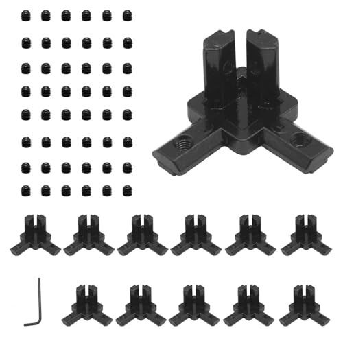 Image of 12pcs 2020 Hardware 3-Way Corner Bracket Angel Connector for 2020 Aluminum Profile 3D Printer Frame Accessories Black 2020 Aluminum Extrusion V-Slot Accessories T-Slotted with Screws