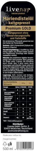Foto von livenay Mariendistelöl Kaltgepresst Gold 500 ml – Silybum marianum Samenöl