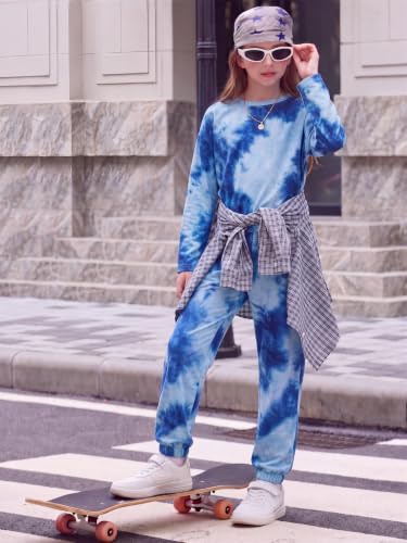 Image of Arshiner Girls 2 Piece Outfits Kids Trendy Tie Dye Sweatsuits Sets