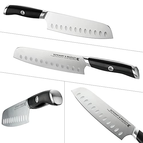 STEWART & BRADLEY MasterPro Series Santoku Knife – 18cm (7-Inch) Full Tang German Steel Kitchen Knife with Ergonomic Handle – Precision Engineered for Slicing, Dicing, Mincing & Chopping - Image 7