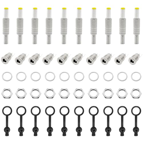 Conector de alimentación DC 5.5x2.5 mm metálico macho y hembra miniatura 1