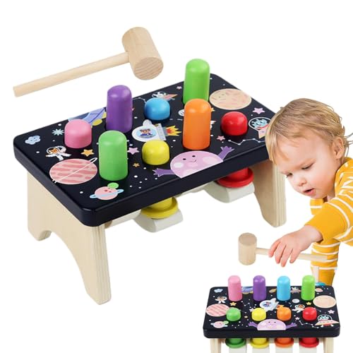 Juego Mole para niños pequeños,Colorido Juego de Topo Topo de Madera Bench with Mallet | Juguetes educativos de Desarrollo Motor Fino para bebés