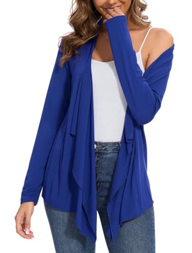 Image of Women's Casual Flowy Draped Open Front Cardigans Soft Cover Up Shrug