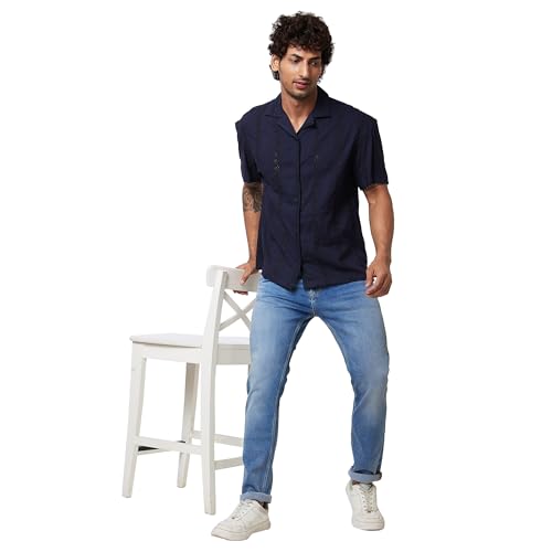 Image of Spykar Solid Half Sleeve Regular Fit Shirt for Men