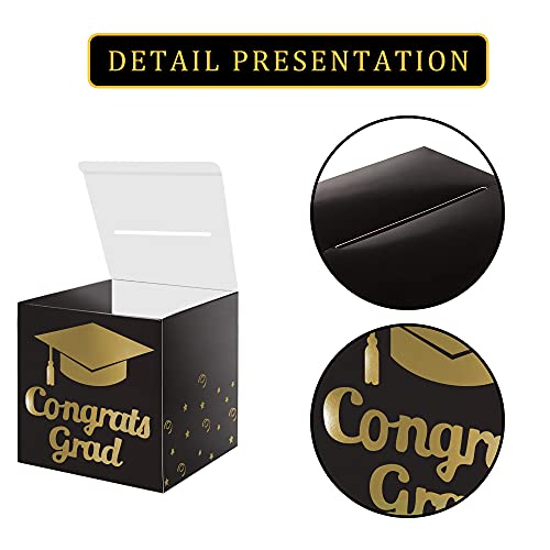 Graduation-Card-Box-Holder-Congrats-Grad-Foldable-Cardboard-Decorations-Box-for-Graduation-Party-Decoration-and-Grad-Parties-Black Graduation Card Box Holder Congrats Grad Foldable Cardboard Decorations Box for Graduation Party Decoration and Grad Parties Black