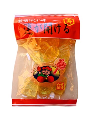 運が開ける飴 タカラ製菓 (1袋)箱なし 大漁旗ポストカード1枚付 黄金色 大黒天 招き猫 小判 鯛 無添加 べっこう飴 縁起が良い