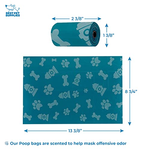 Image of Best Pet Supplies Dog Poop Bag Holder Leash Attachment with 30 Bags, Reusable Dispenser for Travel, Walking, Park, and Outdoor Use, Durable with Clip-On - Turquoise, Pack of 2