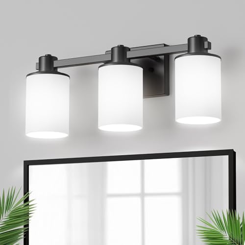 Image of DORESshop Bathroom Vanity Light Fixtures Over Mirror with Milk Glass Shade