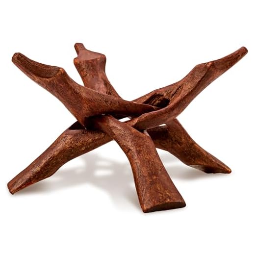 Wooden Tripod Stand - Home Decor Holder for Abalone Shell, Crystal Ball, Trinket Dish, Jewelry Dish, Key Bowl, Temari Ball, Catchall Dish, Geode, and More! - Hand Carved 6” Stained Wooden Cobra Stand