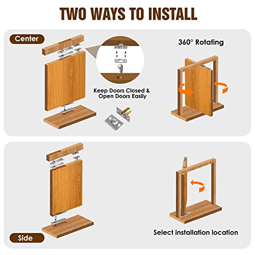 Door Pivot Hinges,Invisible Pivot Hinge System With Door Ball Catch Hardware For Max 200 Lb Heavy Duty Wood Doors & Hidden Door Bookcase & Secret Door,360 Degree Rotation,Stainless Steel (Type I) #TOP3