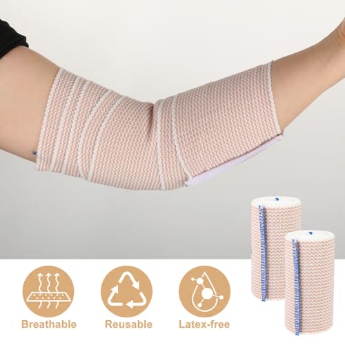4 Stück Premium Elastische Bandage 10cm Kompressionsbinde Elastikbandage Bandage Sportbandage Stützbandage Sportbinde Sportzubehör