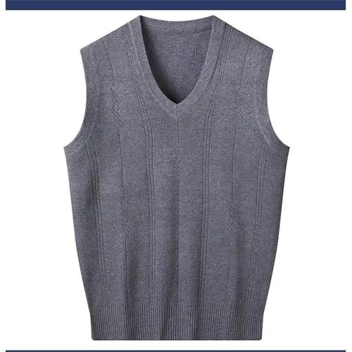 UIOKLMJH Men's Comfortable Party V-Neck Vest Solid Color Sleeveless Pullover for Middle - Aged Men2