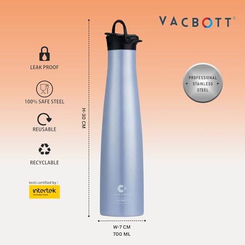 Image of Clay Craft Vacbott Vega Double Walled|18 Hours Hot and 24 Hours Cold Water Bottle Vacuum Insulated|Flask Bottle 650ml|2 Pcs|Home|Kitchen|Hiking|Travel Bottle|BIS Certified|1Year Limited Warranty