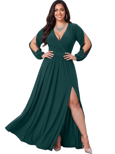 Image of KOH KOH Womens Long Sleeve Sexy Slit Photoshoot Evening Fall Maxi Dress