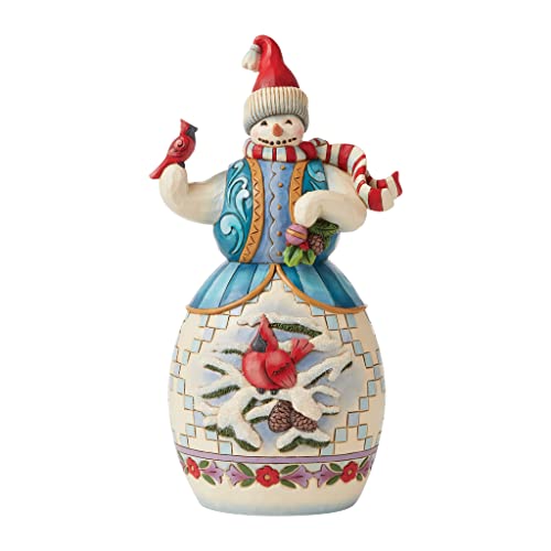Enesco Jim Shore Heartwood Creek Snowman with Cardinals Figurine, 9.64 Inch, Multicolor