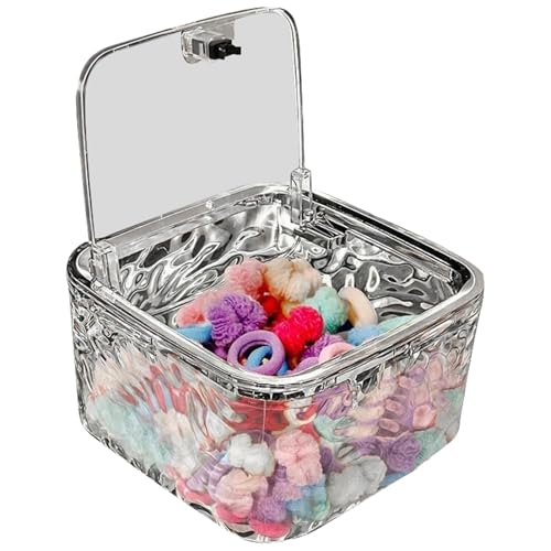 Lnhgh Organizador De Pinzas Para El Pelo Porta Ligas Claro Soporte Acrílico Organizador De Gomas Para El Cabello Estuche Transparente Con Tapa Para Lazos Pinzas